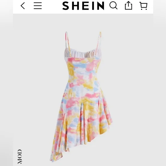 Multicolor Asymmetrical Spaghetti Strap Dress - Picture 5 of 16